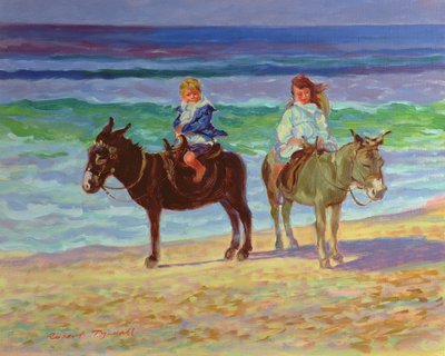 Two Children on Donkeys by Robert Tyndall